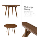 HULALA HOME Round Dining Table for 4, 45” Solid Wood Kitchen Table, Small Dinner Coffee Writing Table for Kitchen Dining Room, Save Space, Walnut