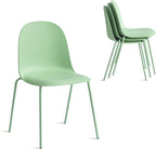 Green Dining Chairs Set of 4, Plastic Stackable Kitchen Chairs, Classic Indoor/Outdoor Chair with Metal Legs for Dining Room, Kitechen, Cafes, Restaurants