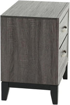 Two-Tone Nightstand with 2 Drawers, Foil Grey and Black,for Small Spaces