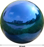 Nerien 10 Inch Gazing Ball, Stainless Steel Garden Mirror Globe, Polished Ornament Sphere, Hollow Floating Reflective Hemisphere, Home Outdoor Pond Housewarming Swimming Pool Decoration Gift, Blue