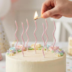 24 Pcs Pink Spiral Long Thin Birthday Candles, Twisted Curved Candle Cake Topper, Birthday Parties, Wedding Decoration