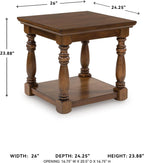 Signature Design by Ashley Sturlayne End Table, Traditional Rectangular Accent Table with Storage Lower Shelf, Hardwood Solids, Veneers, and MDF Substrates, for Living Room Couch, Dark Brown