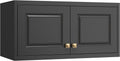 32" Wall Storage Cabinet with 2 Doors & Gold Handle | Black Metal, Hanging Design, for Bathroom, Kitchen, Rust-Resistant, Anti-Tip, Easy Assembly, Hardware Included
