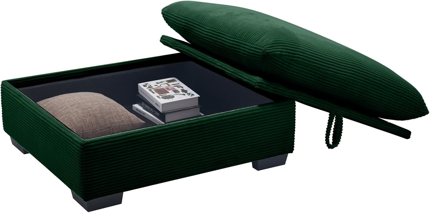 Corduroy Fabric Ottomans Footrest to Combine with 2 Seater Sofa, 3 Seater Sofa and 4 Seater Sofa, Green Corduroy