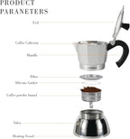 Stovetop Espresso Maker, 3Cup Moka Pot, Espresso Machine Compatible with Induction Cooktops, 150ml Stainless Steel & Aluminum Cuban Coffee Maker for Cafetera Cubana, Silver