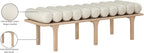 Meridian Furniture 22007Cream Landon Collection Art Deco Bench with Soft Vintage Cream Vegan Leather and Solid Wood with Natural Oak Finish, 60.5" W x 19.5" D x 18.5" H, Cream