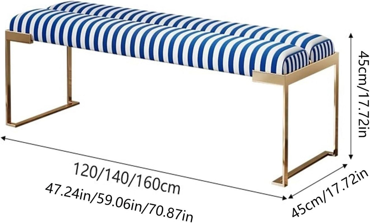 Modern Bedroom Living Room Bedside Stool, Modern Bench, Stainless Steel Entry Shoe, Striped Entryway(Red,140 * 45 * 45cm)
