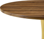 31.5 Inch Small Round Dining Table for 2-4 Person, Circle Tulip Table with Faux Walnut MDF Top and Gold Metal Base,Mid Century Modern Bistro Table for Kitchen, Small Places,Living Room, Cafe