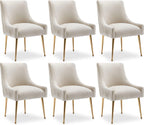 Dining Chairs, Accent Chairs Set of 6, Modern Upholstered Kitchen Dining Room Chairs with Gold Legs, Fabric Tufted Velvet Living Room Chairs for Reception Room Bedroom Guest Room (Beige)
