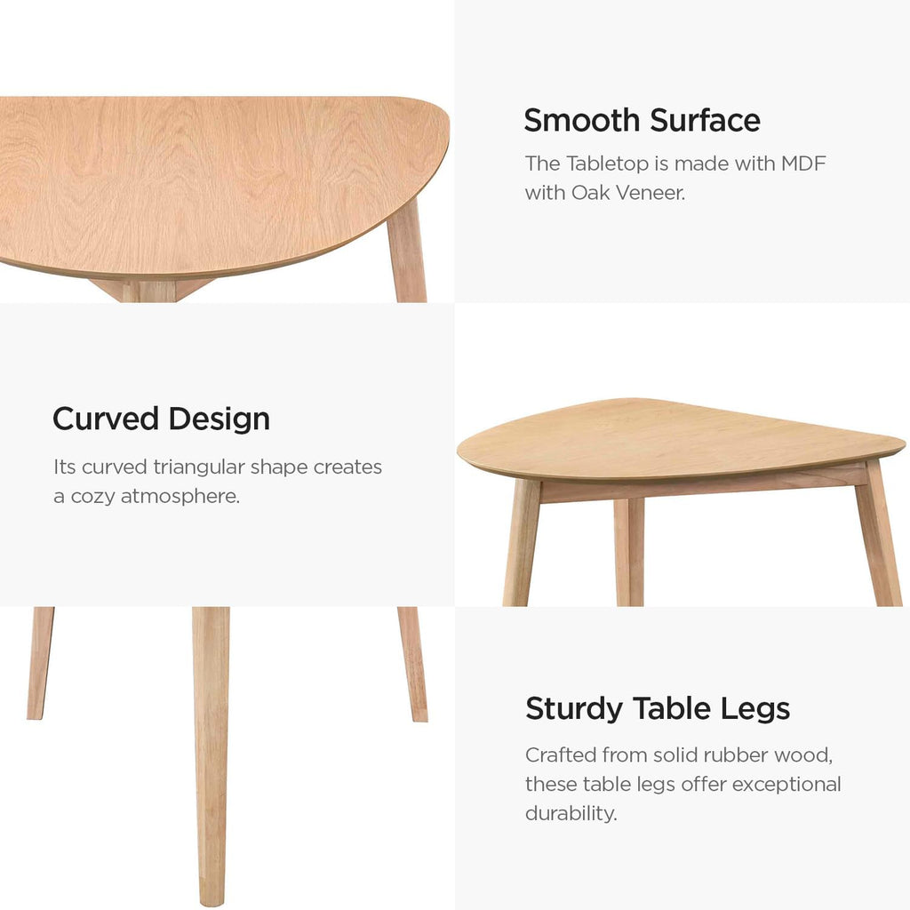 Acanva Modern Small Triangle Dining Room Table for Kitchen Compact Space, Farmhouse Dinner Tables with MDF Top and Wooden Legs, Natural Oak