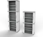 Terry, Rolling Space Cab 2, Indoor and Outdoor 2-Compartment Cabinet with Two Sliding Doors, 2 Adjustable Internal Shelves, Grey, in Recycled Plastic, Dimensions: 59x36x115 cm