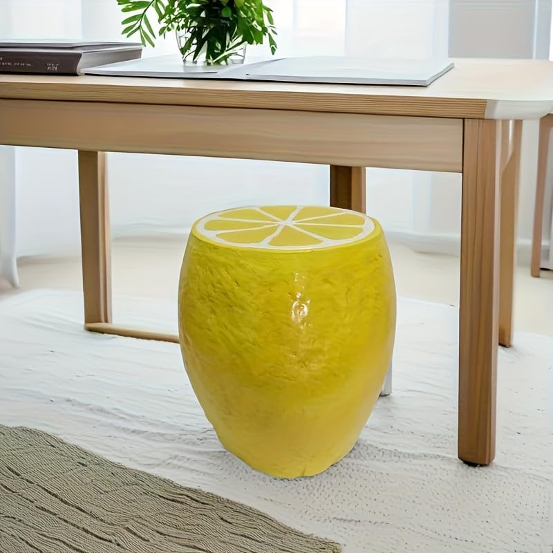 Fruit-Inspired Stool,End Table:Multi-Functional Furniture–as Seating,Stylish Side Table,Home Decor Plant Stand (Yellow Lemon, Inches, 14.17, Inches, 12.60, Inches, 12.60)