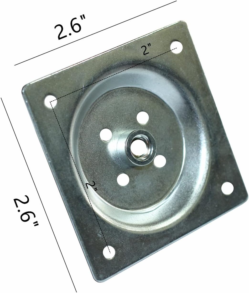 WEICHUAN Furniture Legs Mounting Hardware Sets - Include 5/16" -18 Coarse Attachment Plates, 5/16" -18 Coarse Hanger Bolts, Threaded Nuts, Screws Adapters 4 Sets, for Sofa Couch Chair Legs (Pack of 4)