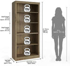 GarveeHome 71 in Tall Bookcase,Wooden Bookshelf with 5 Tiers, Modern Book Shelf in Swedish Oak, Floor Standing Display Shelves for Bedroom, Living Room and Office for Home