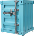 Side Table, Industrial Wind Container Cabinet Iron Bedside Table Vintage Container Design Cabinet with Combination Lock for Bedroom, Living Room, Garage, Bar (Blue)