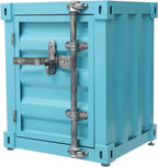 Side Table, Industrial Wind Container Cabinet Iron Bedside Table Vintage Container Design Cabinet with Combination Lock for Bedroom, Living Room, Garage, Bar (Blue)