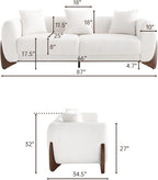 Morden Fort Modern Cloud Couch - 3 Seater Sherpa Boucle Sofa with Wood Legs, Ultra-Thick High Resilience Cushion with 3 Matching Pillows Upholstered Comfy Couch Sofa for Living Room - Off White 87''