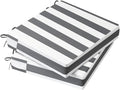 AAAAAcessories Outdoor Seat Cushions for Chairs, Waterproof, Fade-Resistant, 17" x 16" x 2", Patio Furniture Replacement Cushions, Set of 2, Gray Cabana Stripe