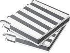 AAAAAcessories Outdoor Seat Cushions for Chairs, Waterproof, Fade-Resistant, 17" x 16" x 2", Patio Furniture Replacement Cushions, Set of 2, Gray Cabana Stripe