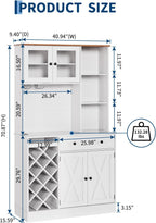 72'' Tall Kitchen Pantry Cabinet with Built-in Power Outlet, Farmhouse Sliding Barn Door Sideboard Buffet, Wine Bottle Rack & Adjustable Shelves, Modern Storage Cabinet for Kitchen Dining Room Home Ba