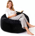 Bean Bag Chairs for Teens, 3FT Bean Bag with Memory Foam Filling, Bean Bag Chairs with Plush Microfiber Removable Cover, Cozy Sofa for Reading, Gaming- Black