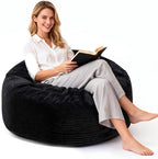 Bean Bag Chairs for Teens, 3FT Bean Bag with Memory Foam Filling, Bean Bag Chairs with Plush Microfiber Removable Cover, Cozy Sofa for Reading, Gaming- Black