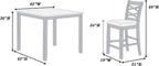 5-Piece Counter Height Table Set with Charcoal, MDF, Rubber Wood | Charcoal finish with modern design for contemporary and transitional interiors