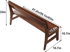 Farmhouse Wood Dining Bench 47.2/55.1/63in Kitchen Bench with Back Shoe Bench Entryway Bench Sturdy Comfortable End of Bed Bench for Bedroom Living Room Dining Room Patio Hallway(Walnut,47.2in)