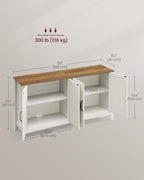 VASAGLE Buffet Cabinet, Coffee Bar, Adjustable Shelf | Sideboard Storage with Cable Hole, Rustic White and Honey Brown, LIRY Collection ULSC381W01