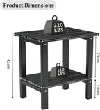 OTSUN Adirondack Outdoor Side Table, 16" HDPE Patio Side Table with Shelf, Weather Resistant Easy Maintenance for Backyard Pool Porch Garden & Lawn