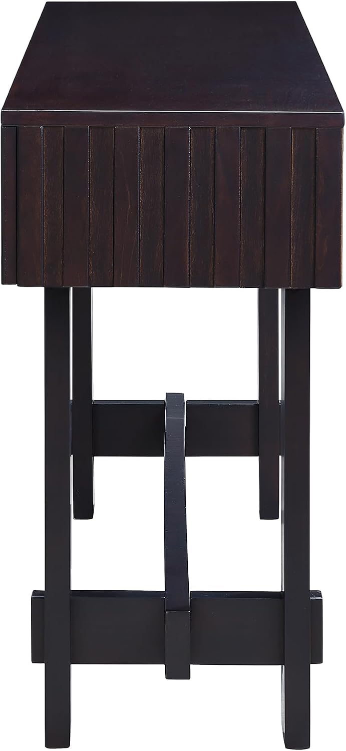 Knocbel Fluted Console Table with 3 Storage Drawers, Farmhouse Mid Century Sofa Table with Solid Wood Legs for Entryway Living Room, 52" W x 15" D x 30" H, Espresso