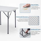 KAIHAOWIN Folding Card Table: Small White Foldable Square Table Plastic with Folding Legs for Outdoor Indoor Small Spaces
