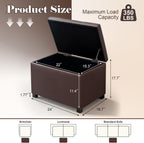 Joveco 24" Leather Storage Ottoman Bench, Rectangle Foot Rest Stool for Living Room, Bedroom, Entryway, Brown