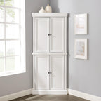 Maykoosh Tall Corner Pantry Cabinet - Modern Kitchen Storage, 2 Stackable Pantries, White, Space Saving