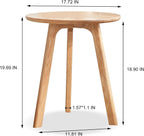 Round End Table for Living Room Coffee Side Table, Durable All Natural Solid Oak Wood Side Table for Living Room, Bedroom, Balcony, Easy to Maintain (Natural)
