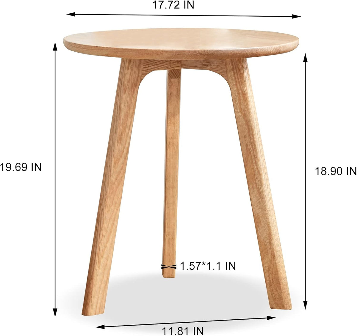 Round End Table for Living Room Coffee Side Table, Durable All Natural Solid Oak Wood Side Table for Living Room, Bedroom, Balcony, Easy to Maintain (Natural)