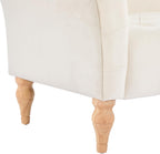 Christopher Knight Home Ucal Velvet Upholstered End of Bed Ottoman, Wooden Living Room Ottoman Bench with Curved Arms, Long Entryway Bench with Button Tufting, Long Seating for Bedroom, Beige