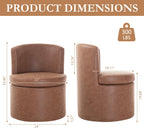 Faux Leather Rolling Dining Chairs with Casters Set of 2, Modern Upholstered Kitchen & Dining Room Comfortable Decorative Chairs, for Bedroom Reading Room Living, Dark Brown