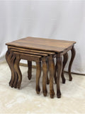 Walnut Wood 4-Piece Nesting Side Table Set 25.6x19.7x19.7 in Solid Wood Living Room Furniture - Brown