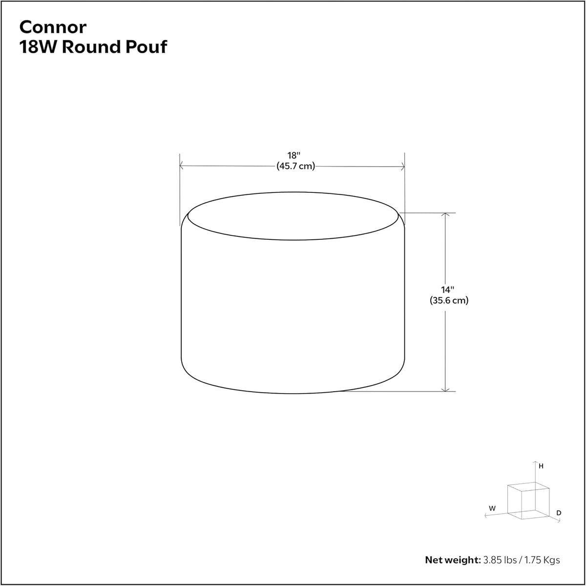 SIMPLIHOME Connor 18" Wide Genuine Leather Round Pouf in Weathered Camel | Boho leather pouf with polystyrene filling; assembled footstool, round ottoman or extra seating for living room or bedroom.