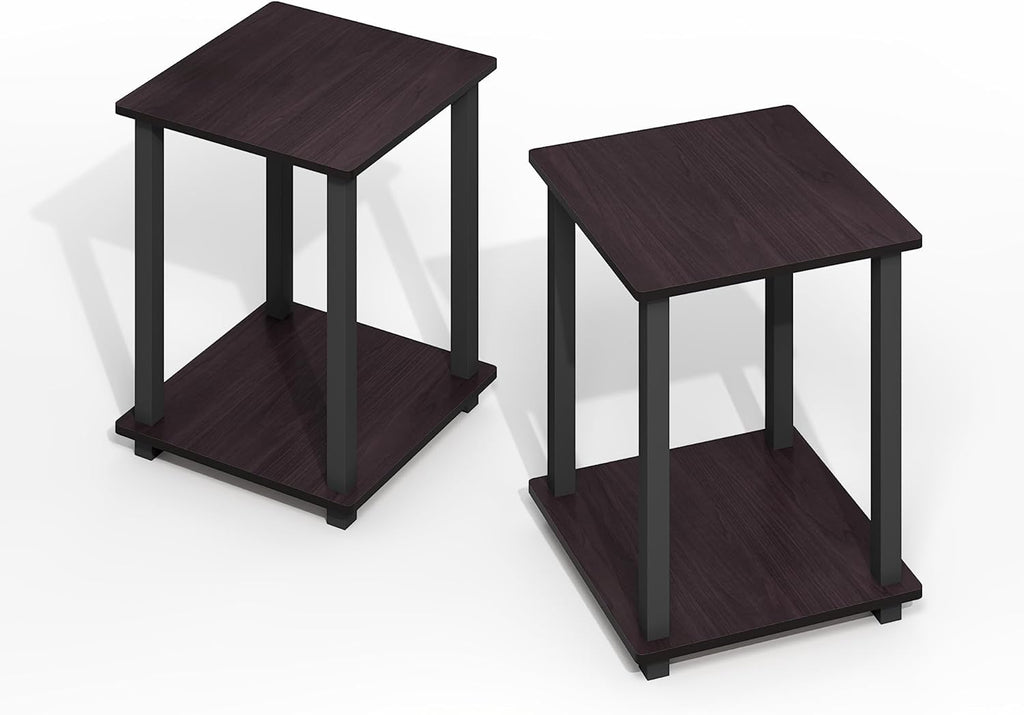 Furinno Simplistic Side Table Set of 2, End Table, Night Stand, Nightstand, Bedside Table, for Living Room, Bedroom, Dark Mocha