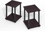 Furinno Simplistic Side Table Set of 2, End Table, Night Stand, Nightstand, Bedside Table, for Living Room, Bedroom, Dark Mocha