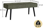 Comfy to go Entryway Bench - Green Bench for Bedroom, Modern Ottoman End of Bed, Corduroy Padded Benches for Living Room, Foyer, Mudroom, Hallway - 39" L x 14" W x 17" H | Corduroy Padded Benches for Living Room, Foyer, Mudroom, Hallway - 39" L x 14" W x