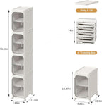 Narrow Slim Bathroom Storage Cabinet with Wheels, 4-Tier White | Tool Free Assembly, Adjustable Shelves, Fits for Narrow Spaces, Reinforced Stability, Magnetic Clear Door