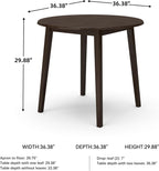Signature Design by Ashley Hammis Round Dining Room Drop Leaf Table, Seats up to 4, Hinged Drop Leaves, Wood, 36.38" W x 36.38" D x 29.88" H, Dark Brown