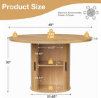 HOMMPA 48'' Round Dining Table for 4 Kitchen Dining Table with Storage Dinner Table with 2-Layer Shelf and Wood Slide Door for Home Dining Room Living Room Natural