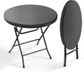 VINGLI 32" Round Folding Commercial Banquet Table, Portable Plastic Coffee Card Dining Table for Kitchen or Outdoor Party Wedding Event, 1 Pack, Black