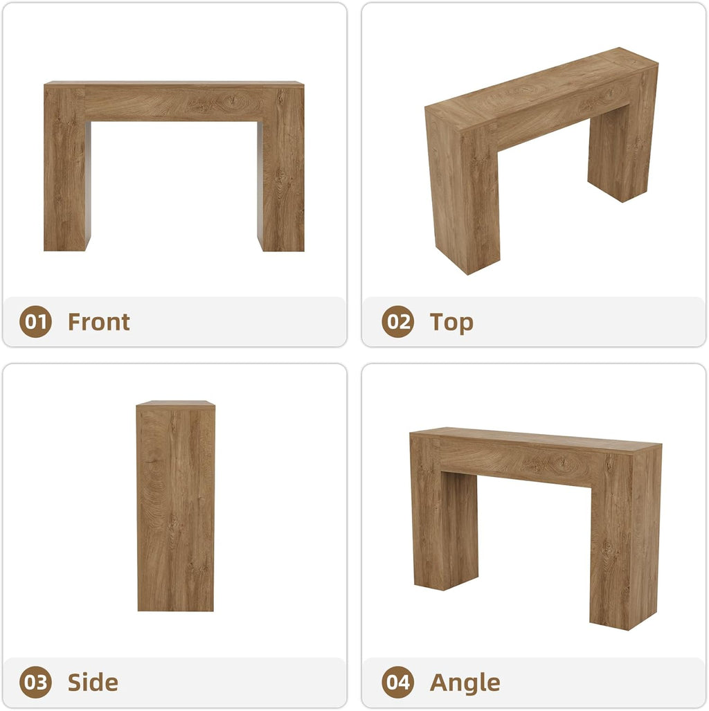 43 Inch Wood Console Table, Natural Oak Small Sofa Table for Entryway Living Room, Farmhouse Rectangular Accent Couch Table Behind Sofa with Sturdy Wood Base, for Hallway Foyer Entrance