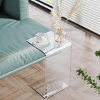 Acrylic Coffee Table, Side Table, Small Tea Table, Sofa Side Table, Small Bedside Table, Modern, Modern C-Shaped Acrylic Side Table(Brown,30 * 30 * 55cm)