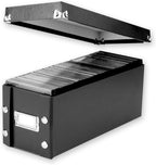 Snap-N-Store CD Storage Box - 4 Pack - Durable 5.1 x 5.1 x 13.2 Inch Disc Holders with Lids to Store up to 52 CDs - Black